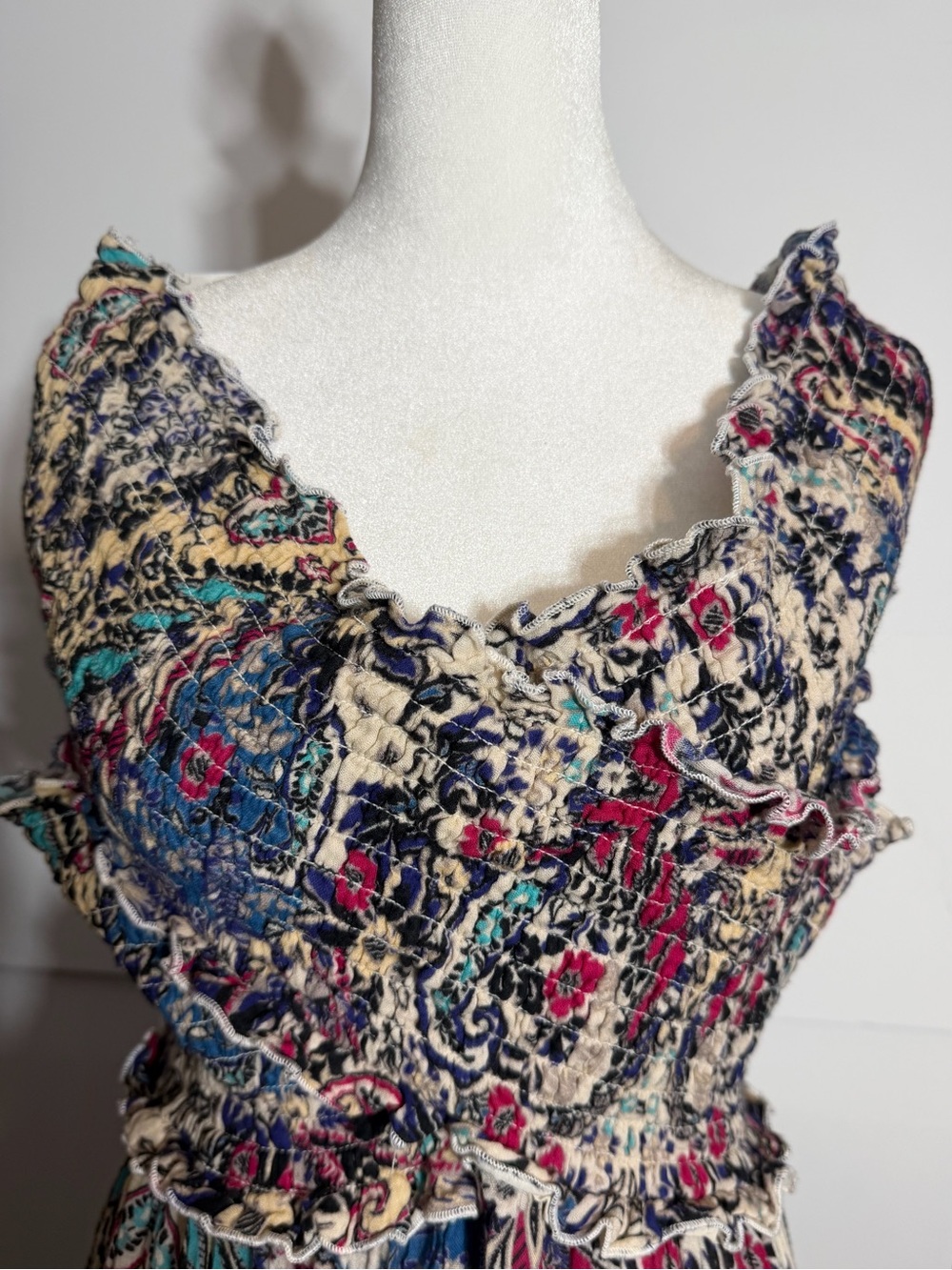 By Anthropologie Boho Off-Shoulder Floral Maxi Dress - Multicolor FLAW - Picture 5 of 12
